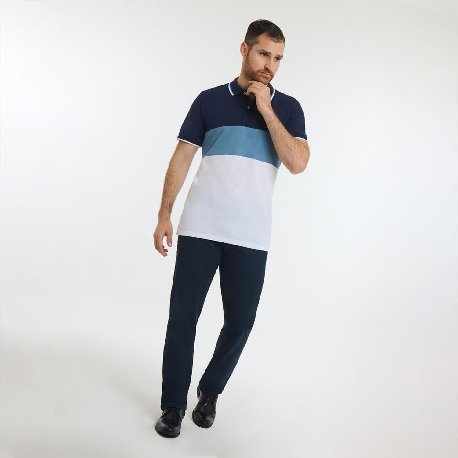 Polera Bloque Color Regular Manga Corta Cuello Piqu&eacute; Hombre Herald image number 1.0