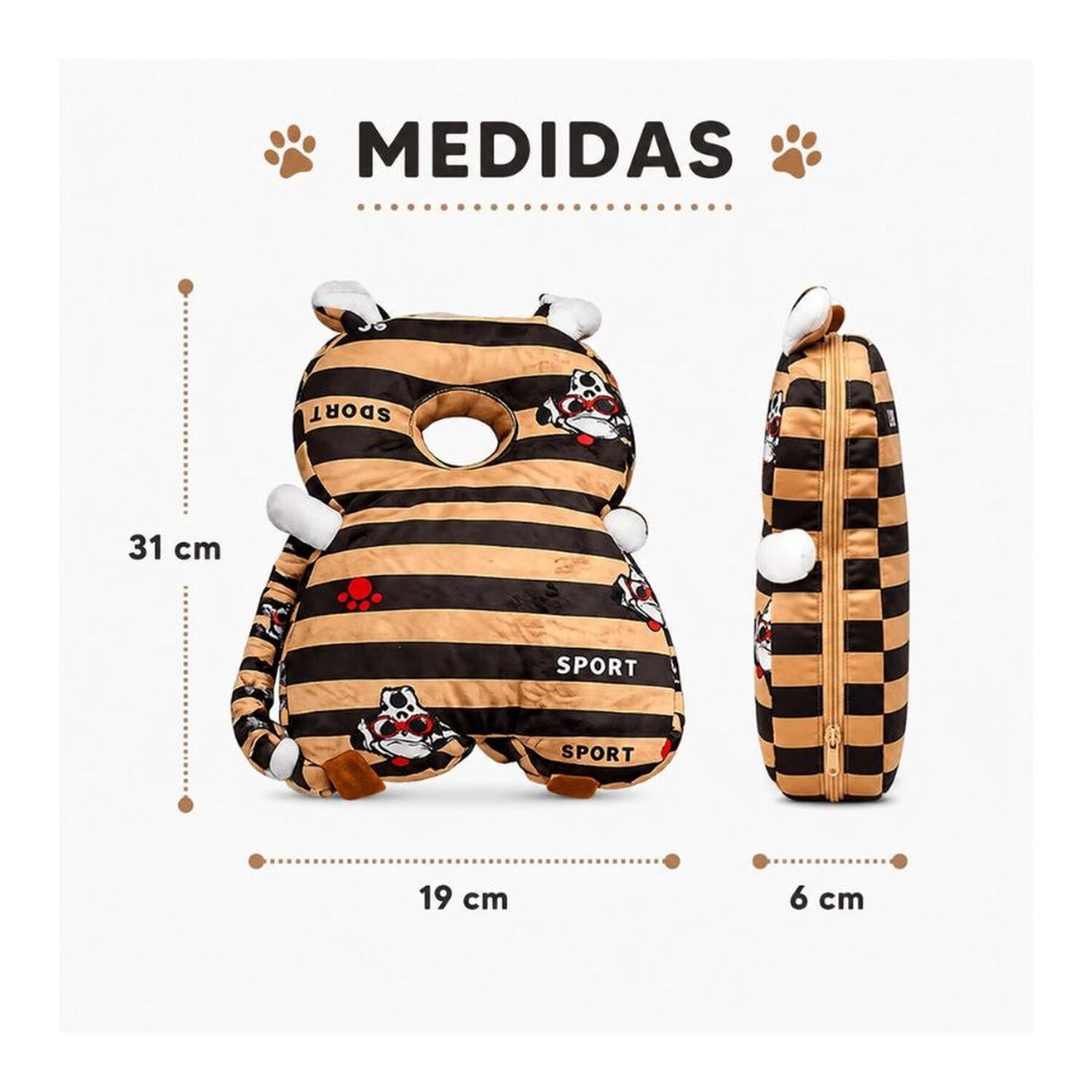 Mochila Antigolpe De Cabeza Para Beb&eacute; Seguridad Gateo Dise&ntilde;o Rayas image number 2.0