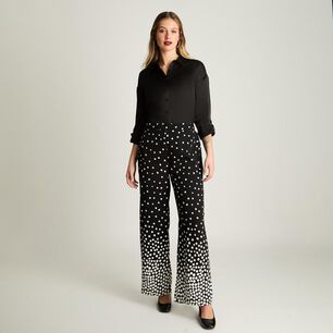 Pantal&oacute;n Tiro Alto Palazzo El&aacute;stico En Cintura Mujer Lorenzo Di Pontti