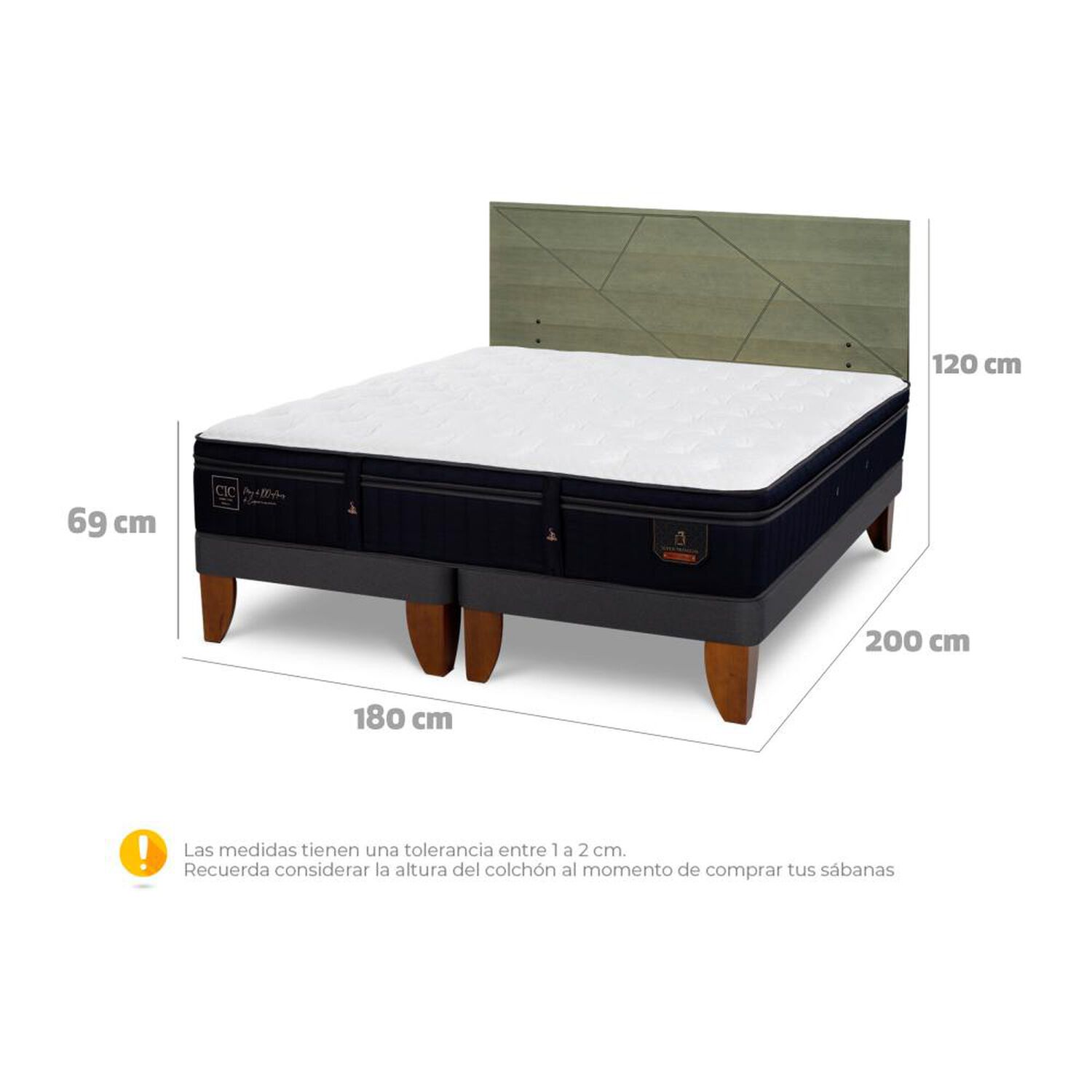 Cama Europea Cic Linea Premium / King / Base Dividida + Respaldo image number 6.0