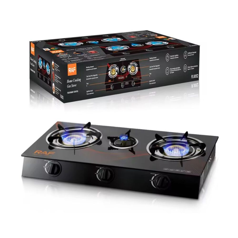 Cocinilla Encimera A Gas Vidrio Templado Raf 3 Platos R8052 image number 0.0