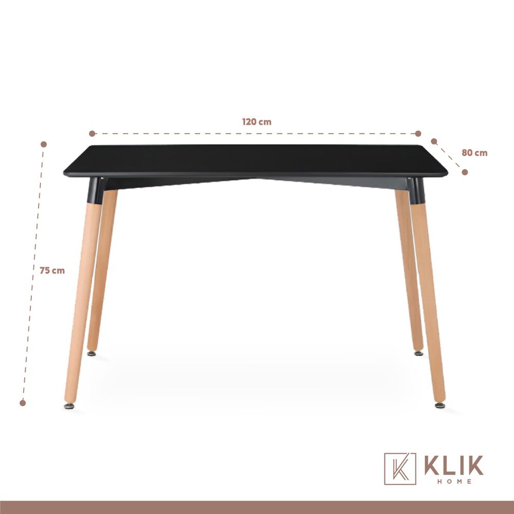 Comedor Mesa 120x80 Rectangular Negra + 6 Sillas De Comedor Enrejada image number 5.0