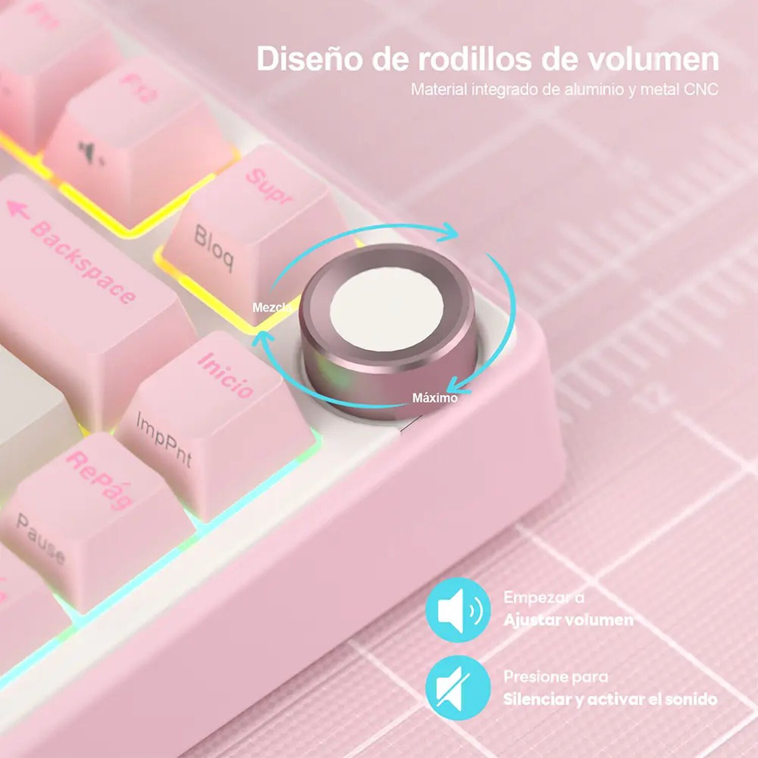 Teclado Mec&aacute;nico Rk R75 Pink Melody 75% Espa&ntilde;ol Rk image number 2.0