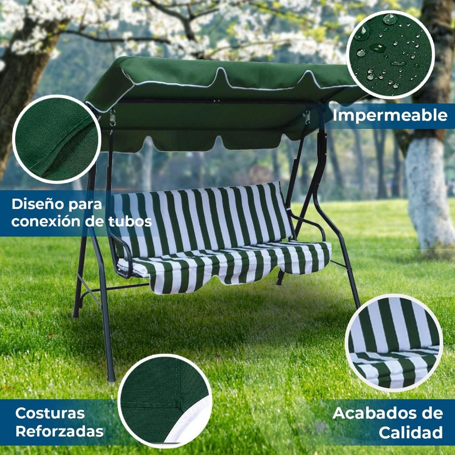 Silla Columpio Para Terraza Al Aire Libre Para 3 Personas image number 1.0