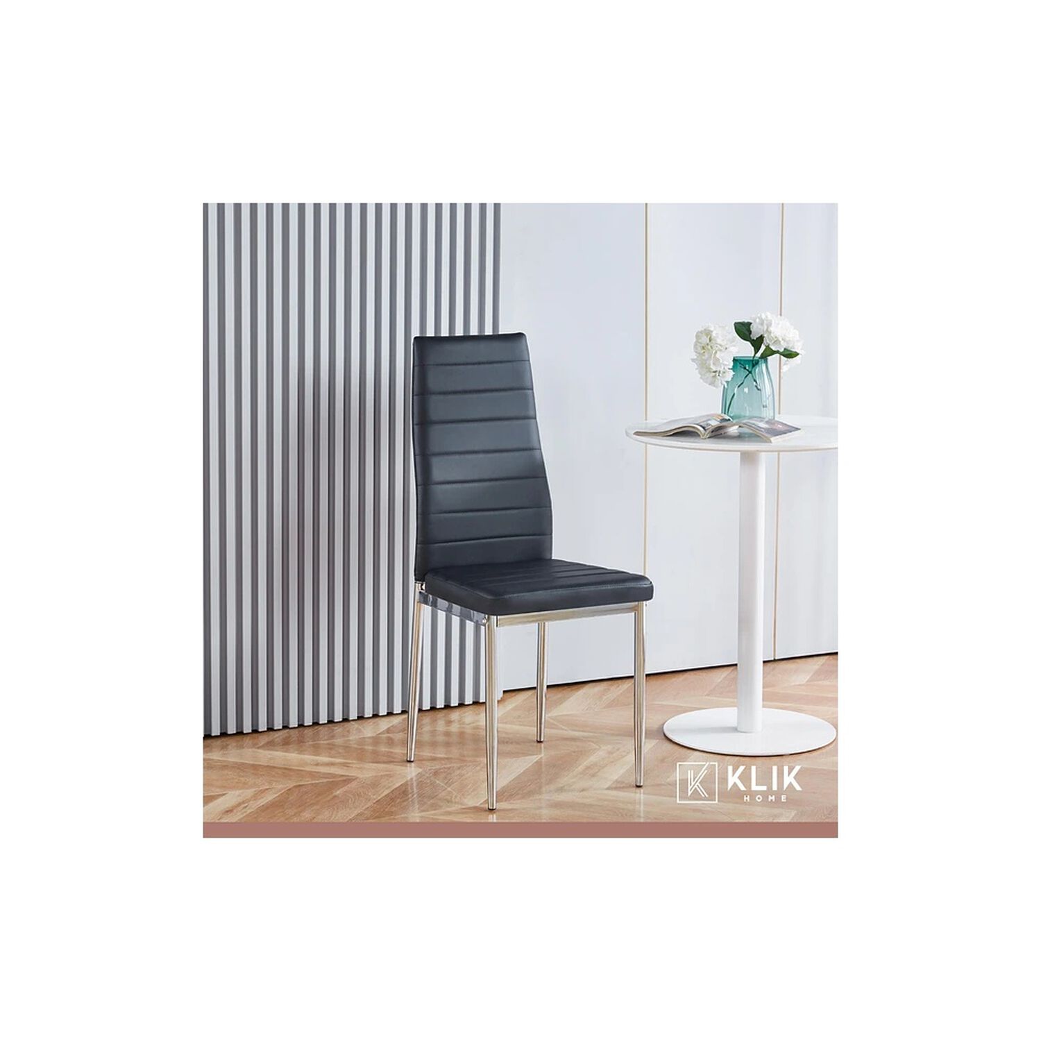 Comedor Mesa De Vidrio Rectangular 140x90cm + 6 Sillas Dining Liana Acolchadas - Negras image number 7.0