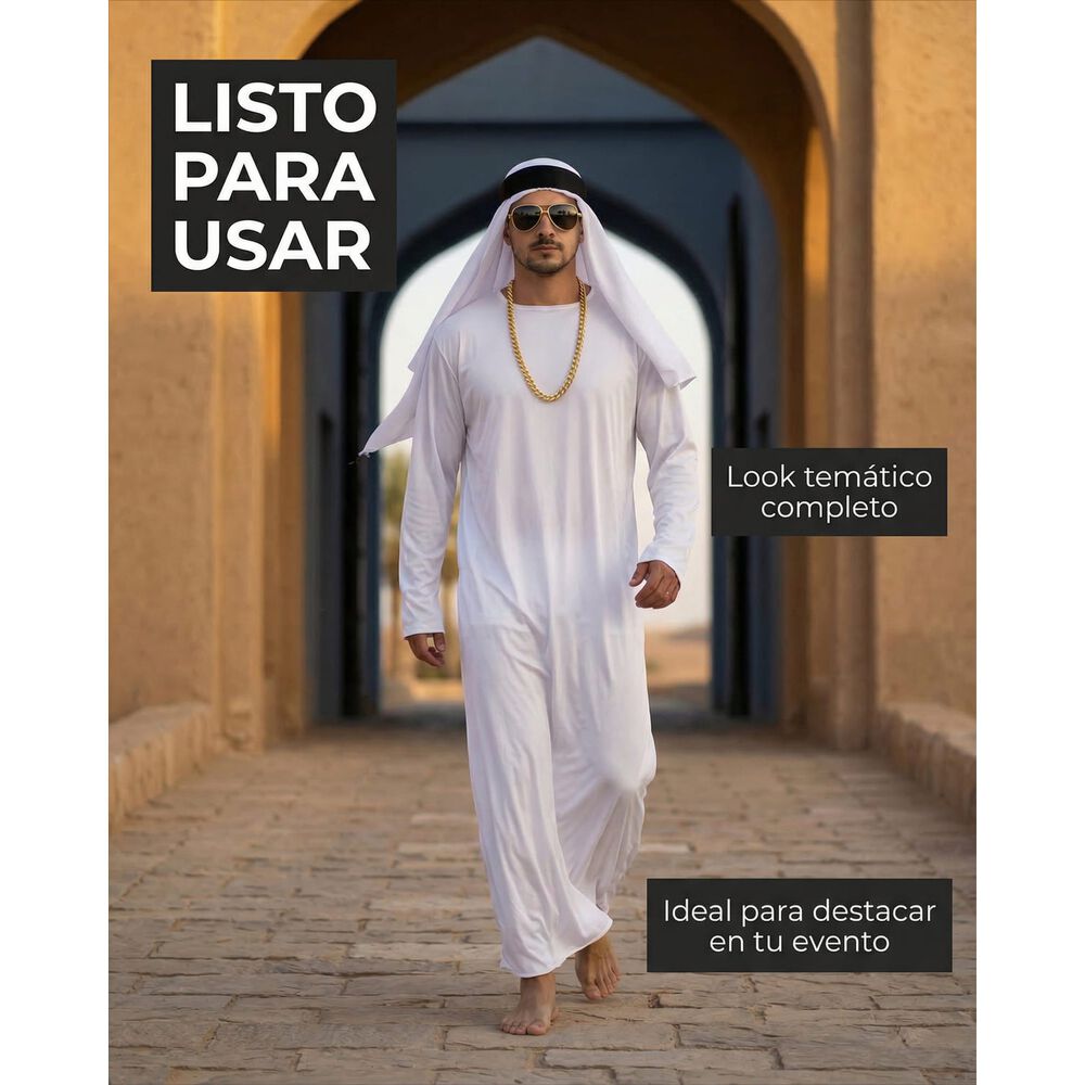 Disfraz Cosplay Jeque Arabe Adulto Halloween Tunica image number 9.0