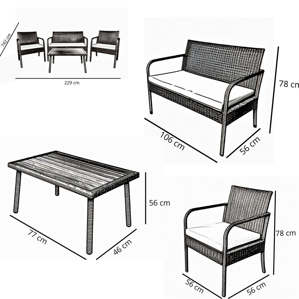 Juego Living Terraza Florencia 4 Personas image number 1.0