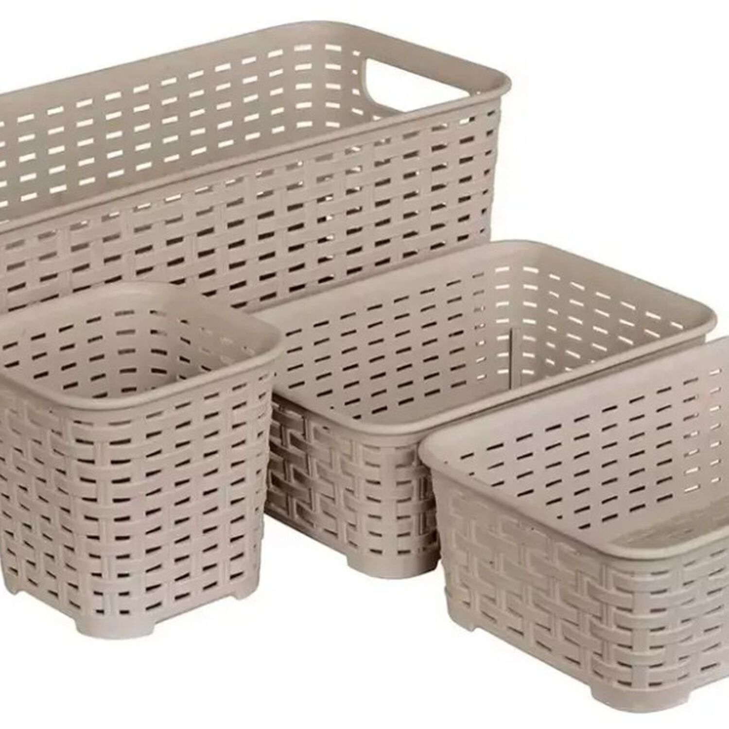 Set De 4 Canastillas Canastas Organizadoras Color Taupe Marca Reyplast image number 5.0