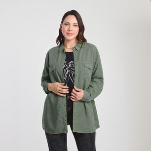 Blusa Lyocell Con Bolsillos Manga Larga Cuello Camisero Mujer Sexy Large