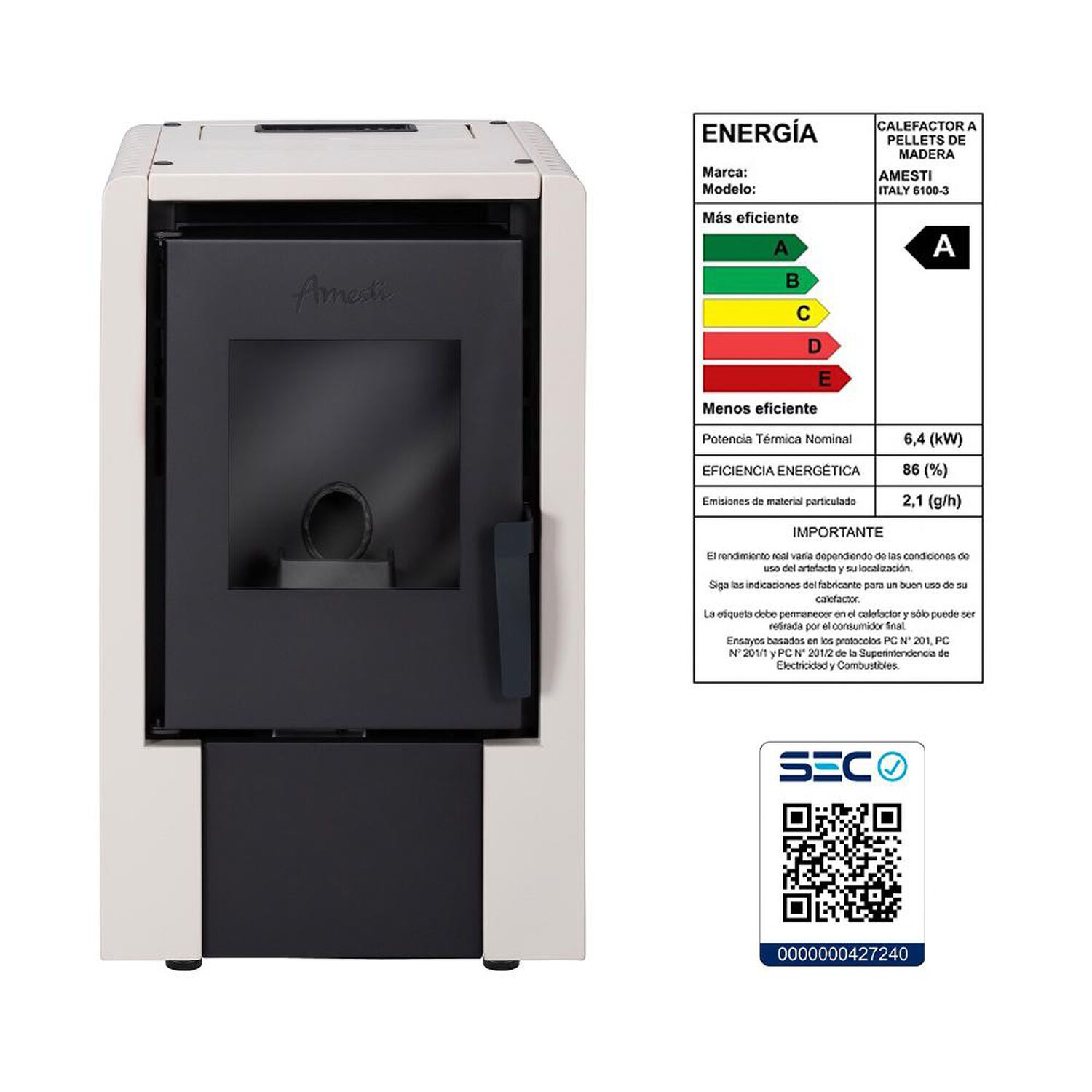 Estufa A Pellet Amesti Italy 6100 image number 5.0
