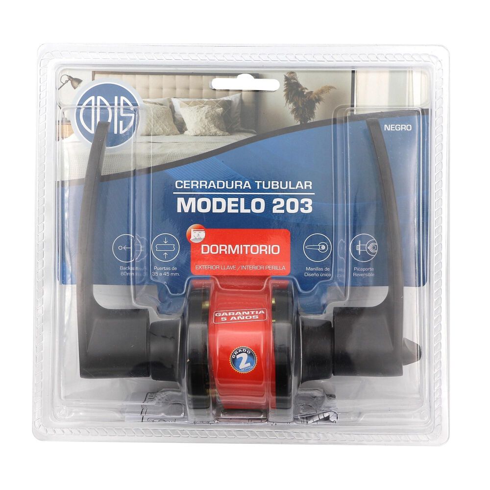Cerradura Tubular Con Manilla Odis 203 Dormitorio - Negro image number 4.0