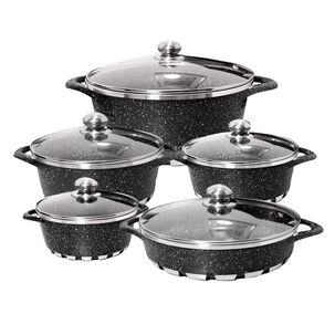 Bater&iacute;a Cocina 10 Piezas Altas Granito Antiadherente Negra