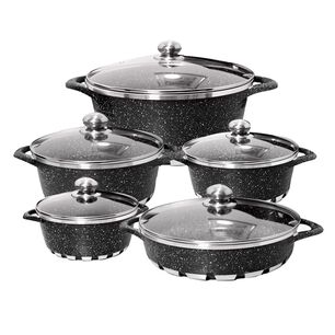 Bater&iacute;a Cocina 10 Piezas Altas Granito Antiadherente Negra