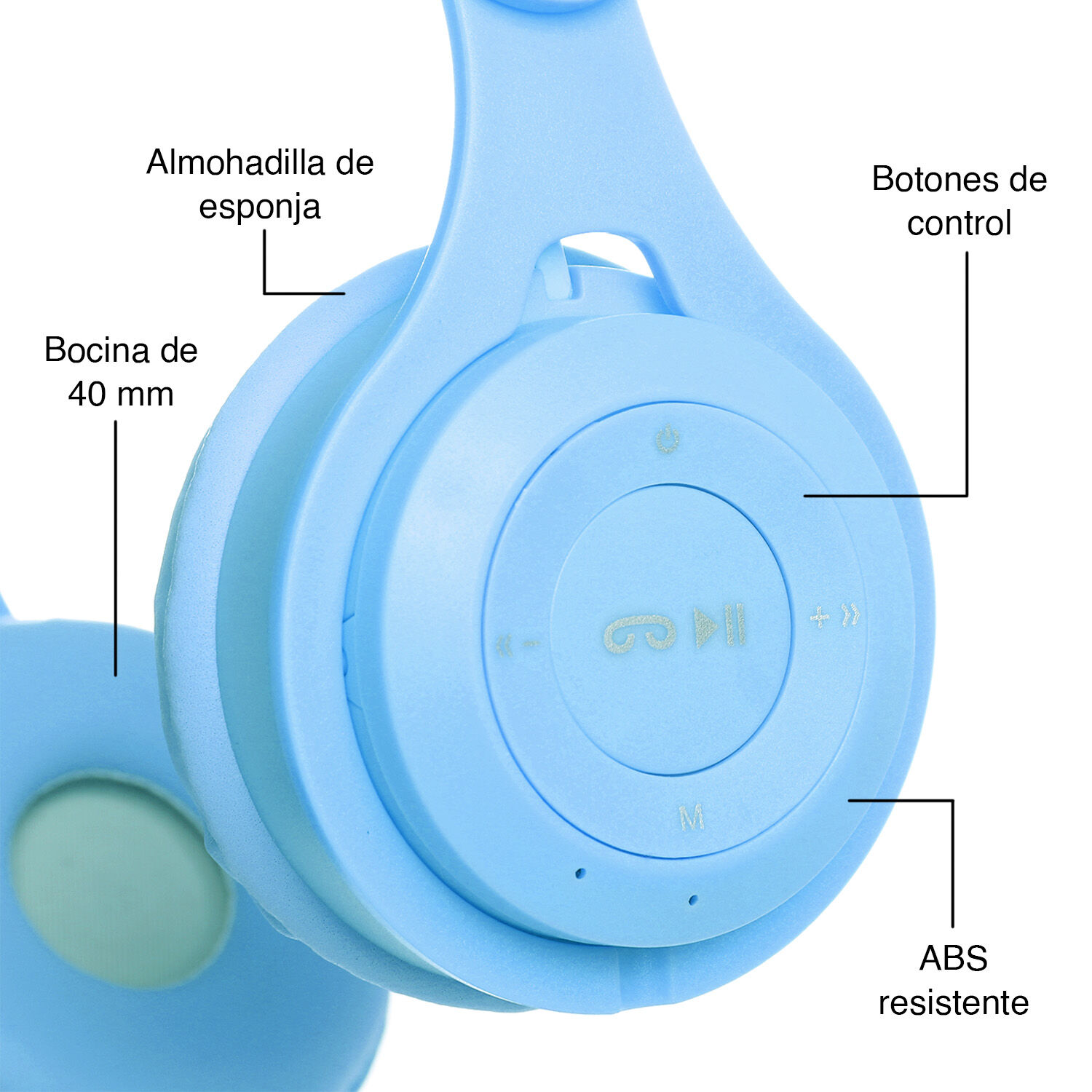 Aud&iacute;fonos Headphones Y08m Celeste image number 4.0