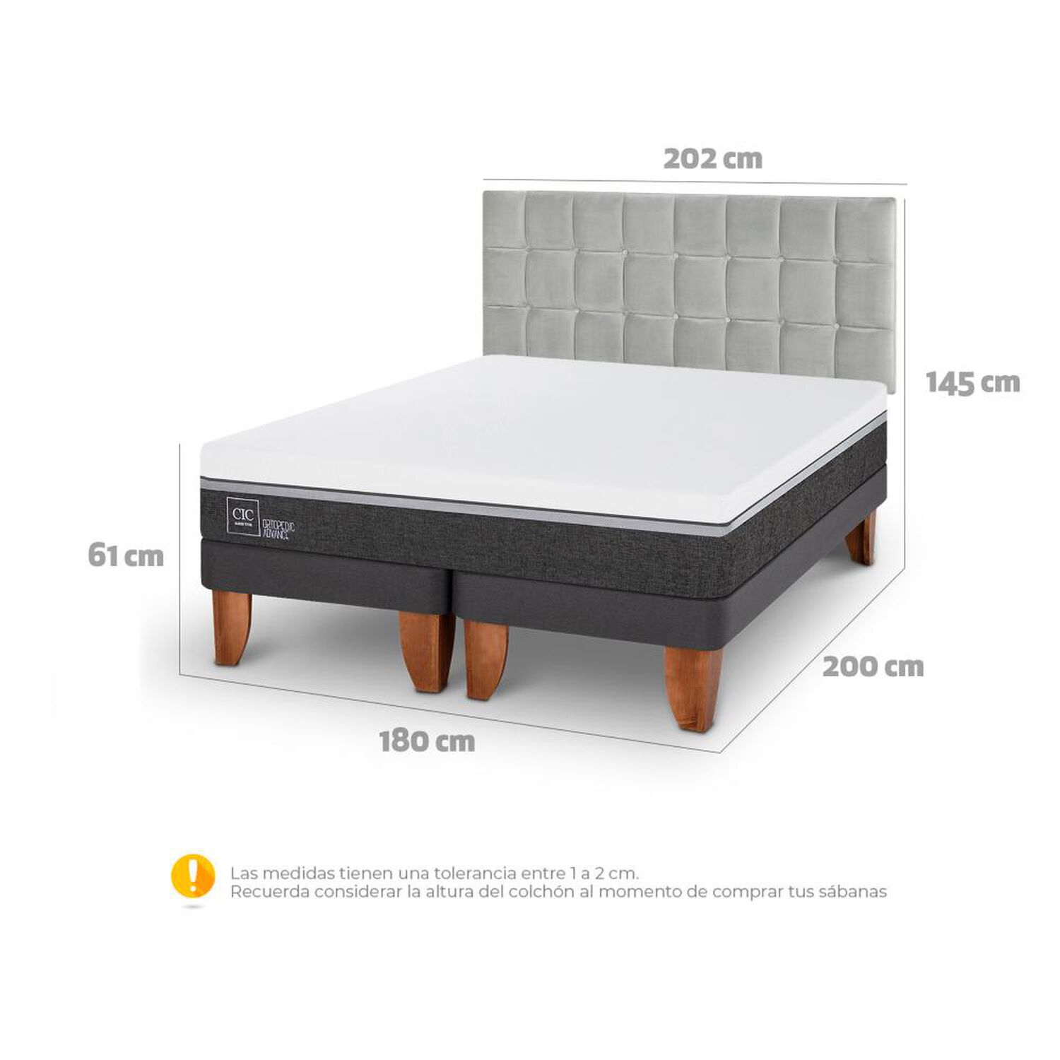 Cama Europea Cic Ortopedic Advance / King / Base Dividida + Respaldo image number 5.0