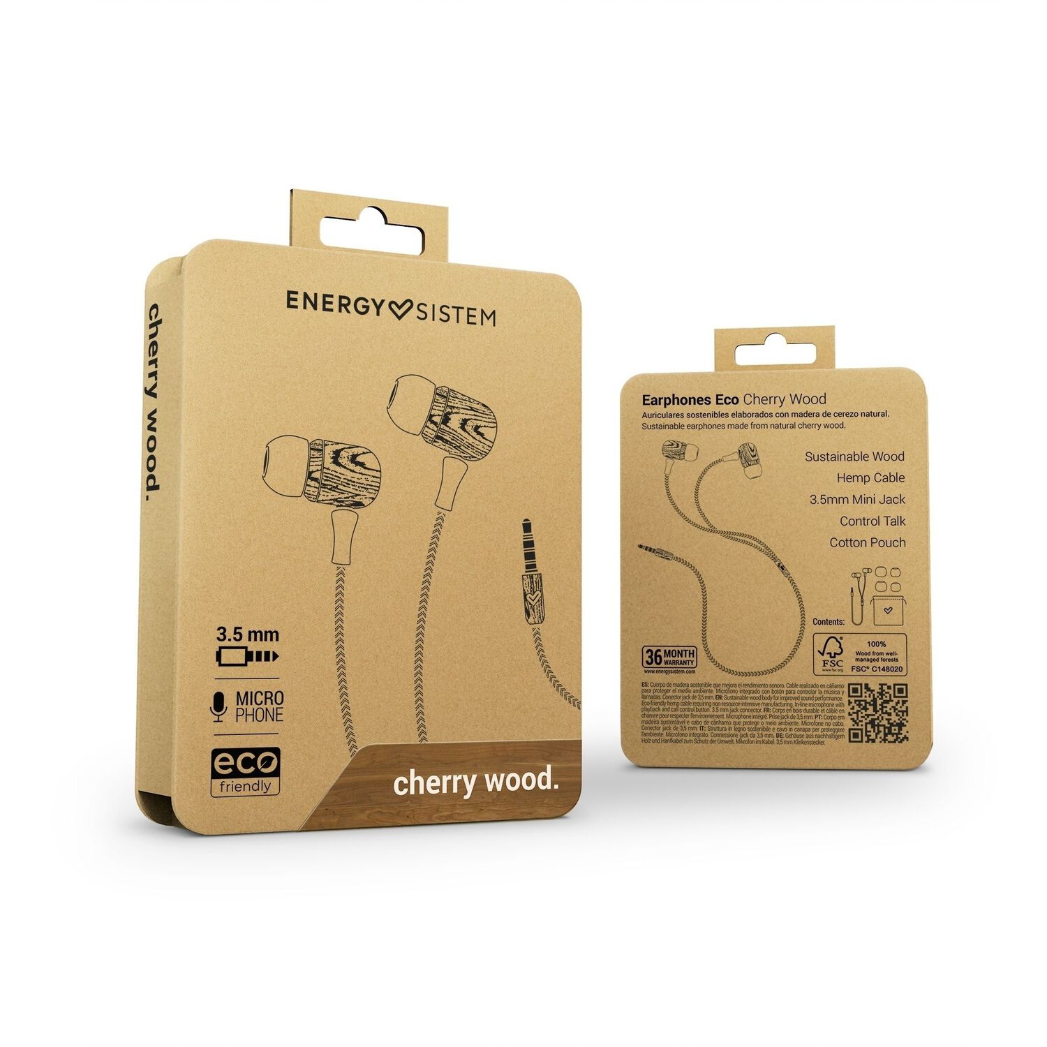 Aud&iacute;fonos De Madera Energy Sistem Eco Cherry Wood Jack 3.5mm image number 1.0