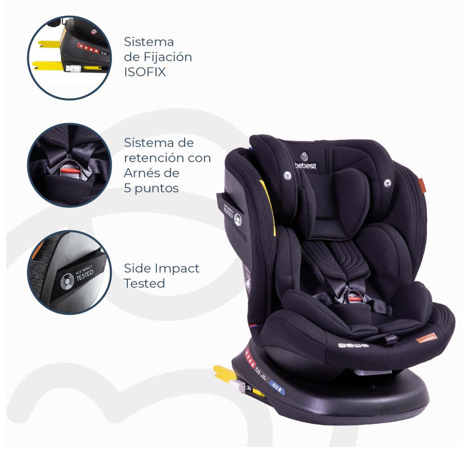 Silla De Auto Bebesit Convertible Isofix Supra 360&ordm; Premium Negro image number 8.0