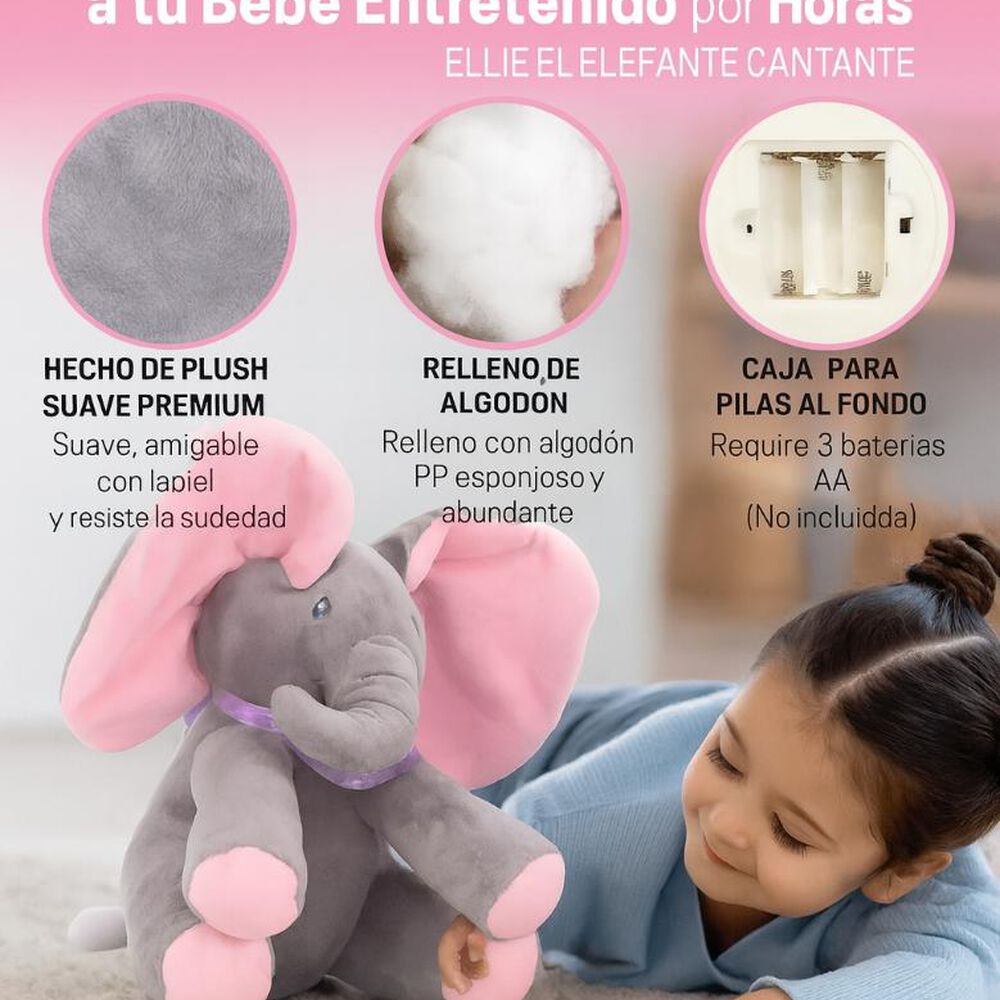 Peluche Interactivo Animado Musica + Juego Elefante Bebe image number 8.0