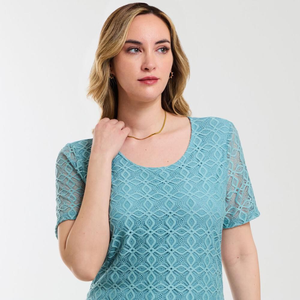 Polera Lace Delantero Manga Corta Cuello Redondo Mujer Geeps image number 4.0