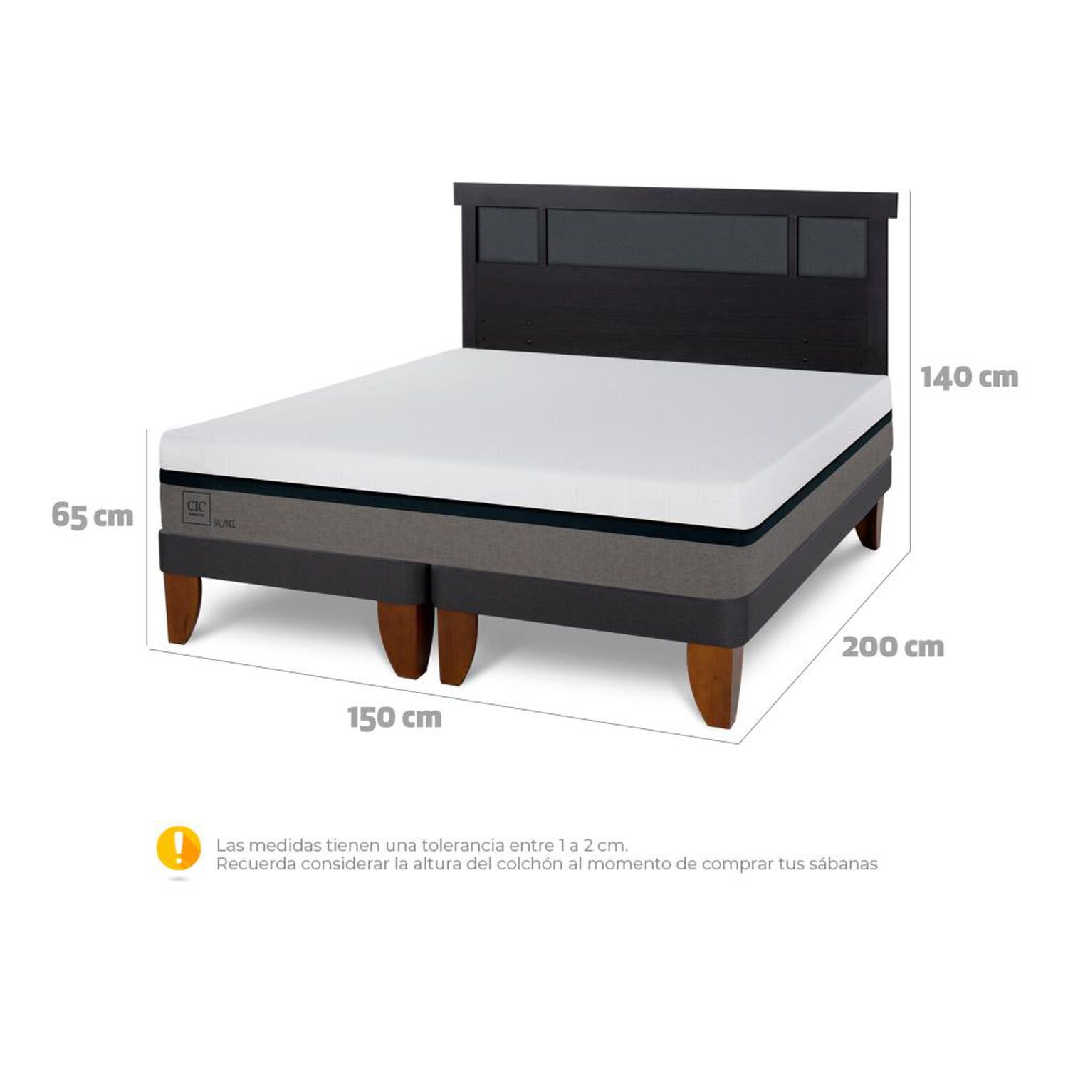 Cama Europea Cic Balance / 2 Plazas / Base Dividida + Respaldo image number 5.0