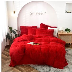Cubrecama Peludo 2 Plazas - Rojo