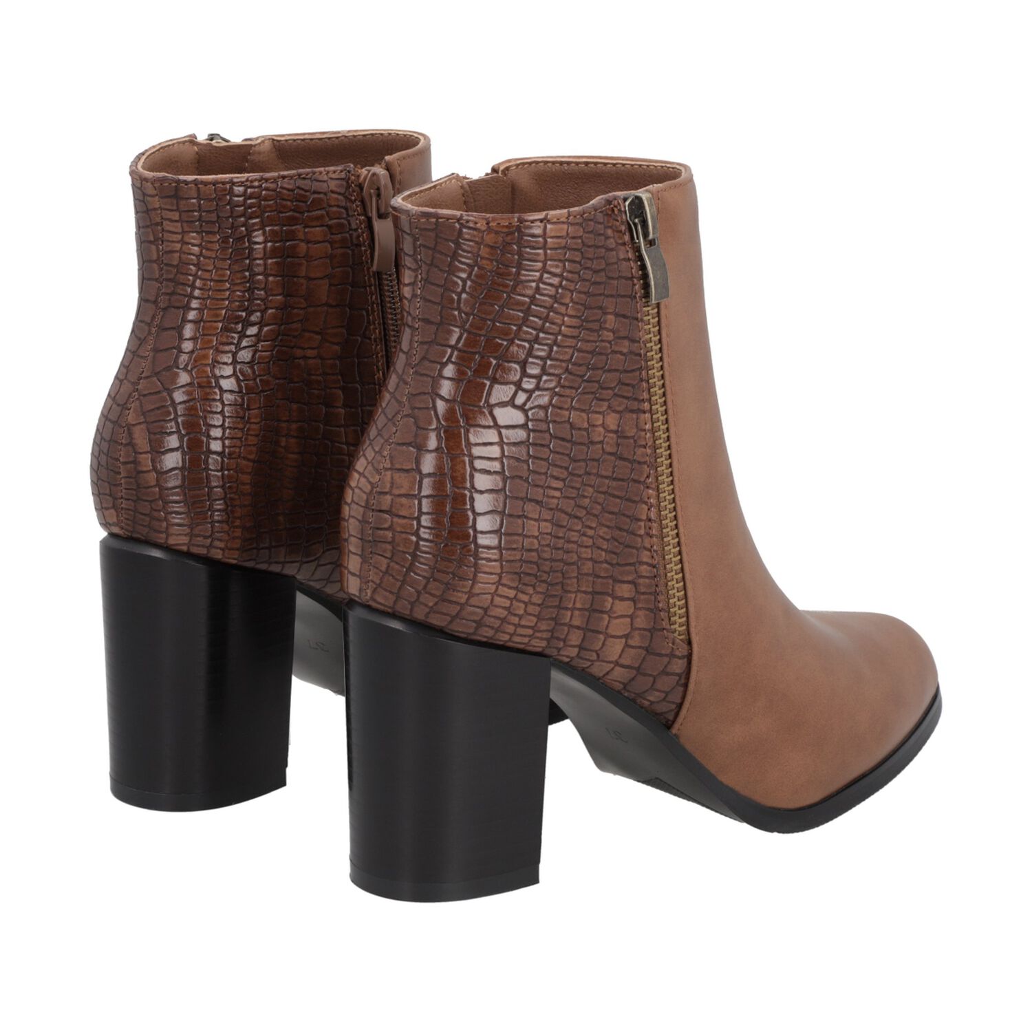 Botin Mujer Marr&oacute;n Taco Medio Lux Police image number 3.0