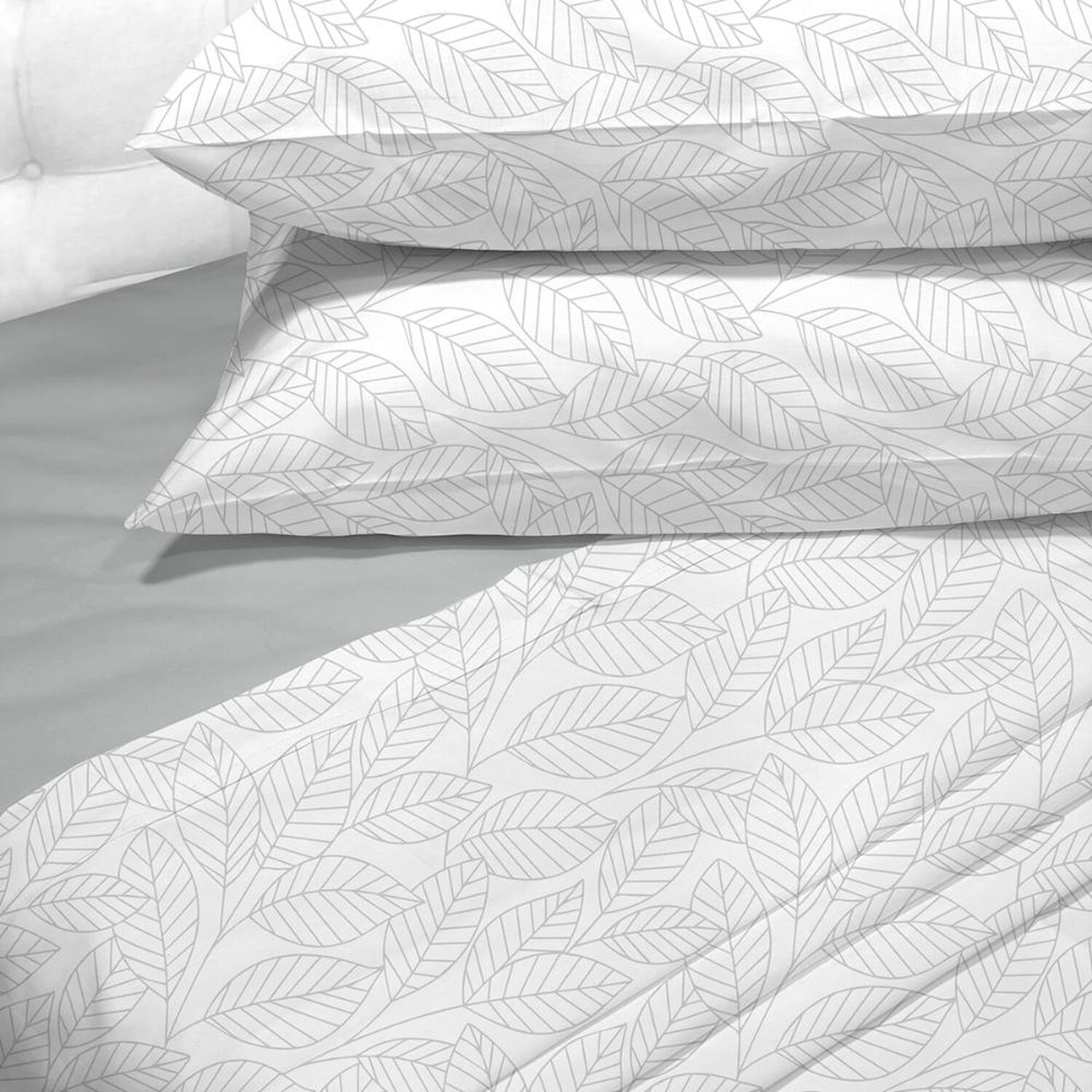 Sabanas Andes 180 Hilos Estampada Hojas Gris 1.5 Plazas image number 0.0