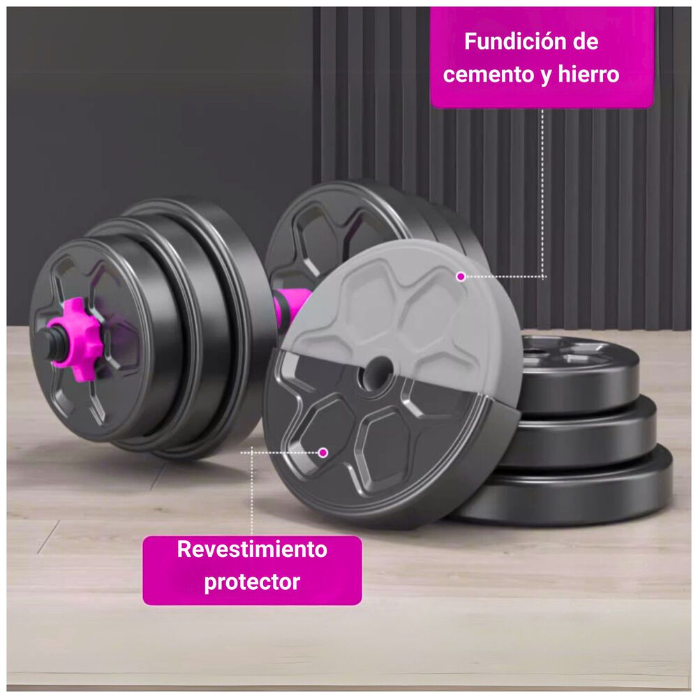Set Mancuernas Convertible A Barra Ajustables 10 Kg image number 4.0