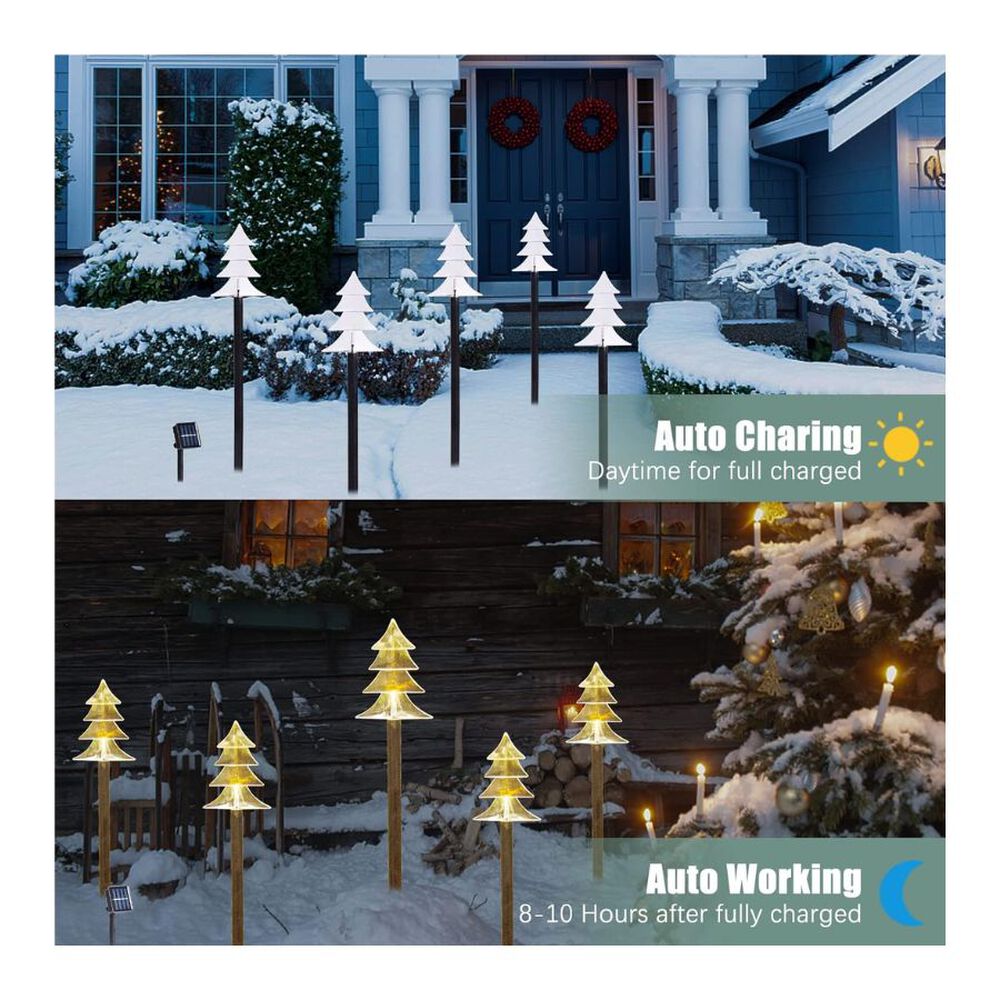 Pack 5 Estacas Arbolitos De Navidad Luces Solares image number 4.0