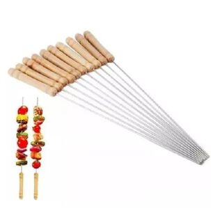 12 Pinchos Anticucho Acero Barbacoa Parrilla Asado 40cm