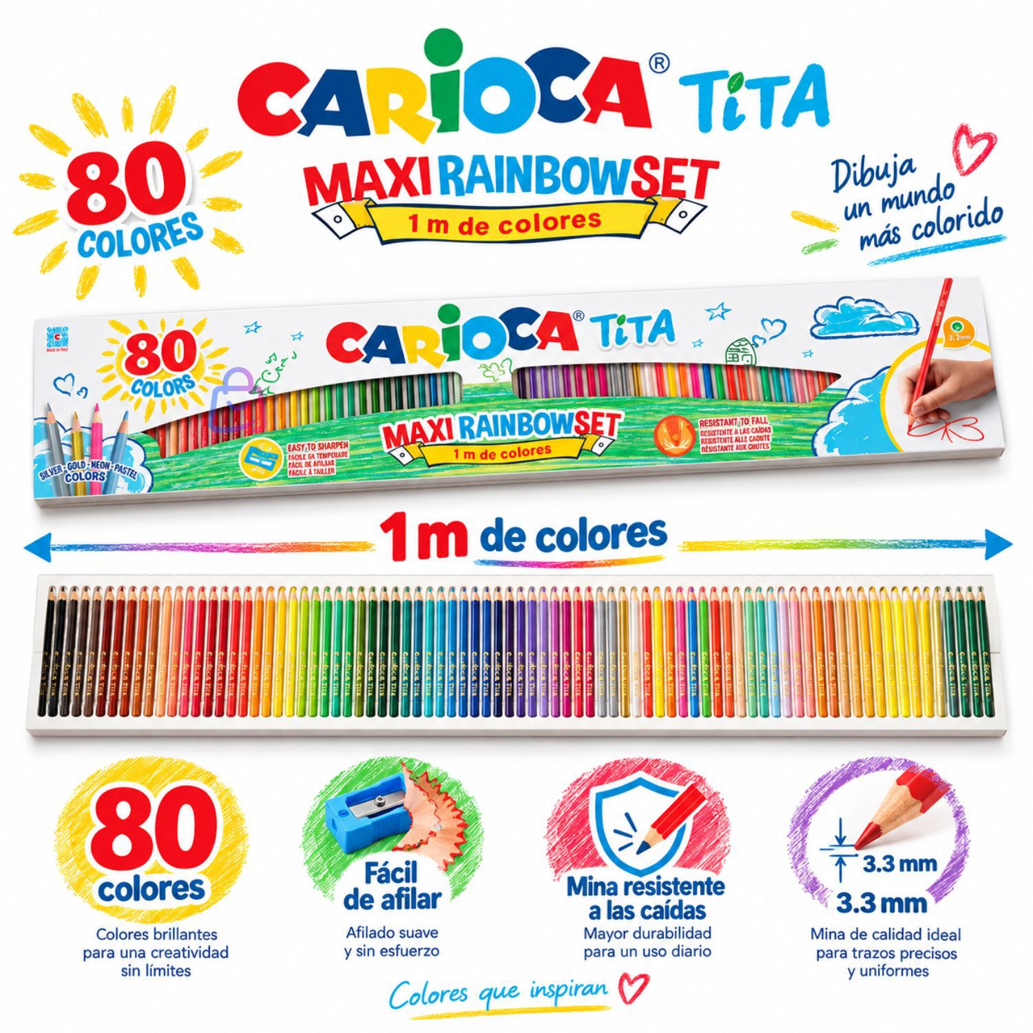 L&aacute;pices De Colores Carioca Tita 80 Unidades Maxi Set - Ps image number 2.0