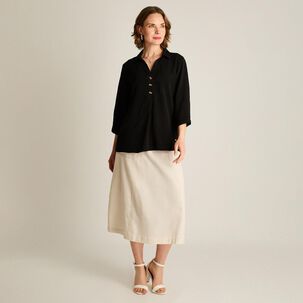 Blusa Manga 3/4 Cuello Camisero Mujer Lorenzo Di Pontti