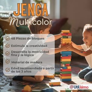 Jenga Juego De Mesa 48 Piezas Multicolor Madera Original