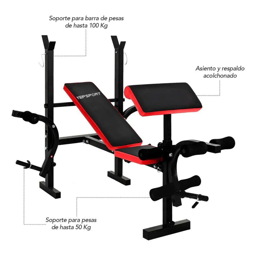 Banca Multifuncional Pesas Pecho Piernas Abs image number 5.0