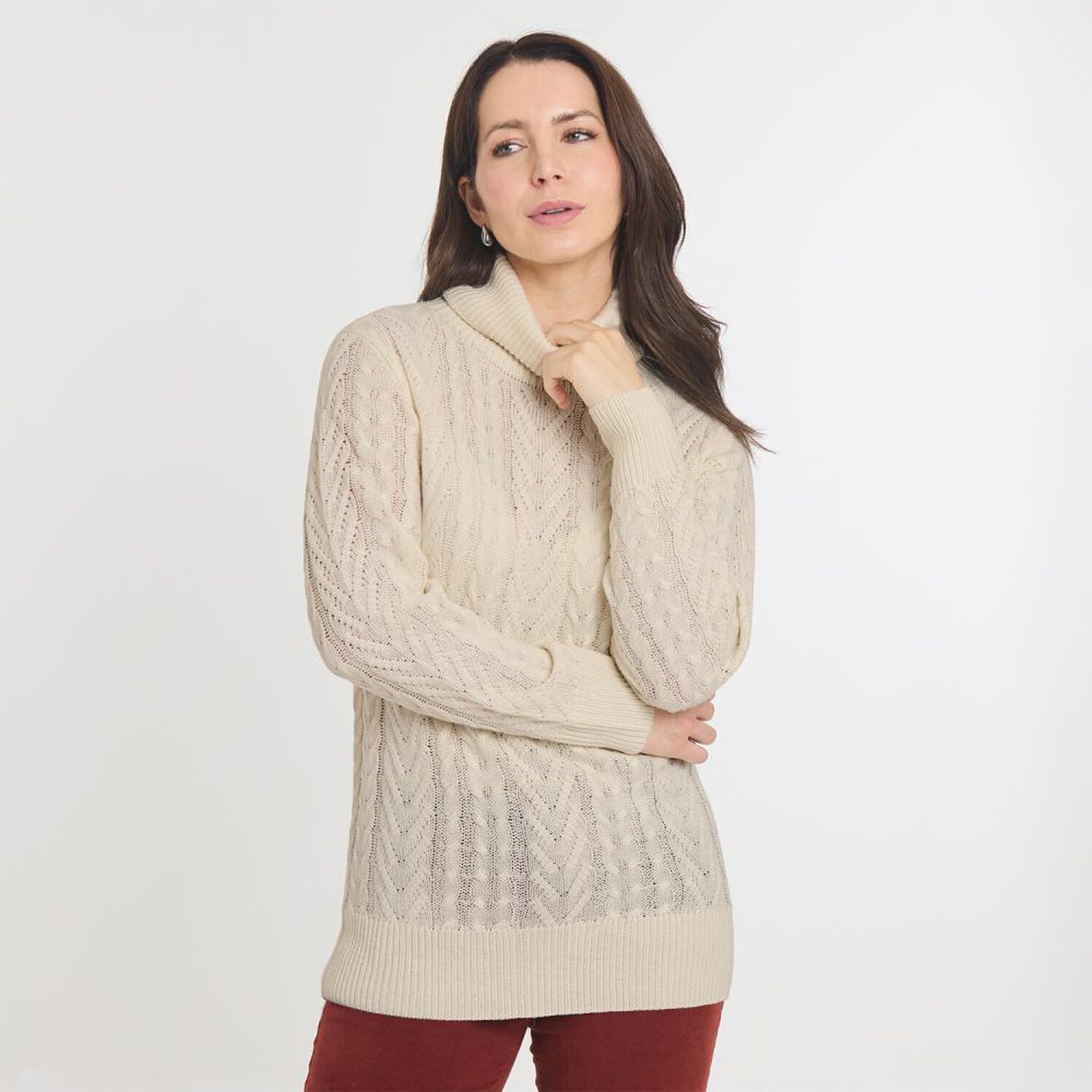 Sweater Trenzado Manga Larga Cuello Alto Mujer Geeps image number 0.0