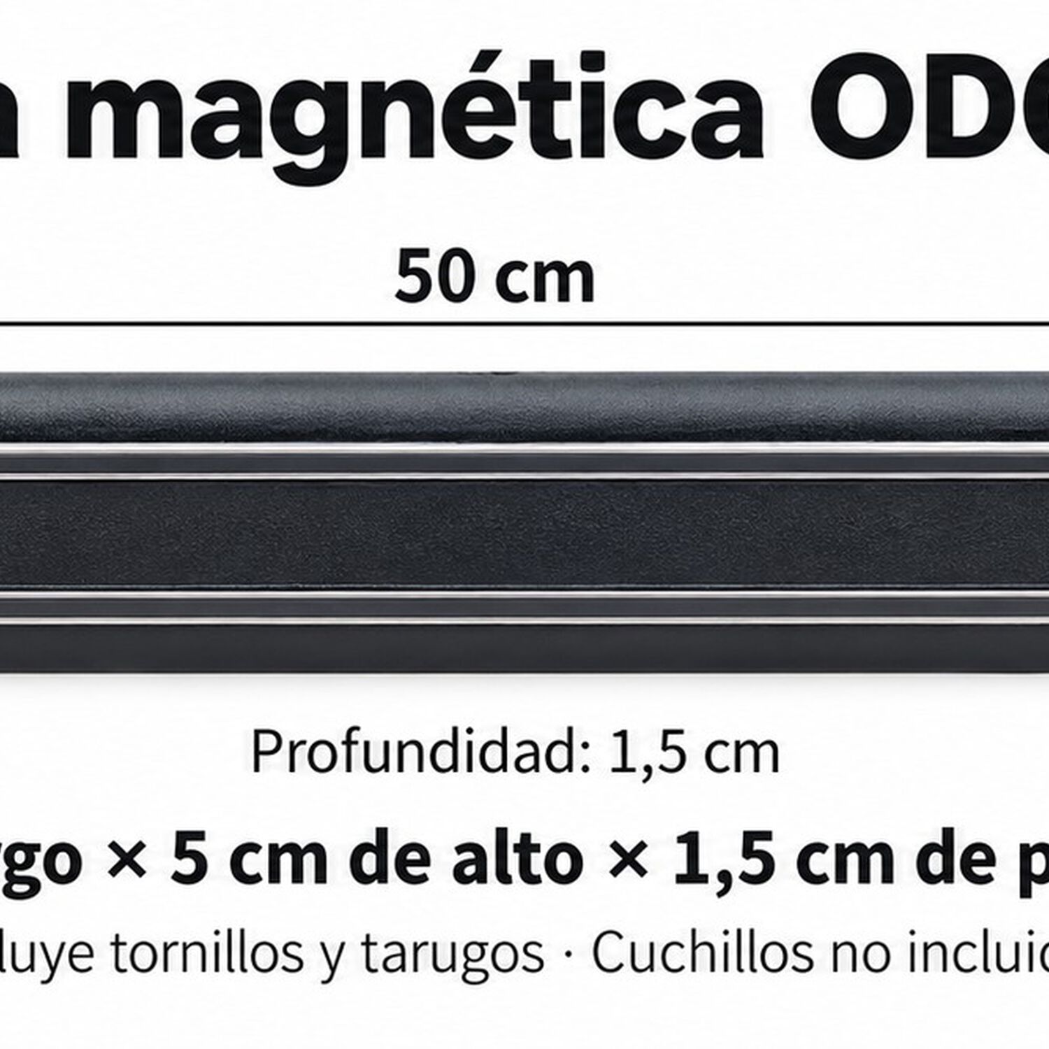 Barra Magn&eacute;tica Porta Cuchillos 50 Cm Negro Para Pared image number 7.0