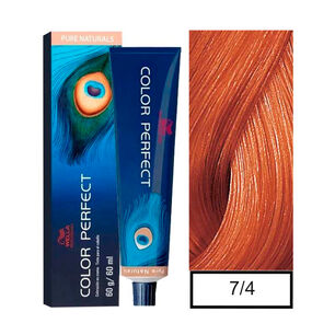 Wella - Tintura Permanente Color Perfect 7/4 Rubio Mediano Rojo 60gr + Oxidante 20vol 60ml