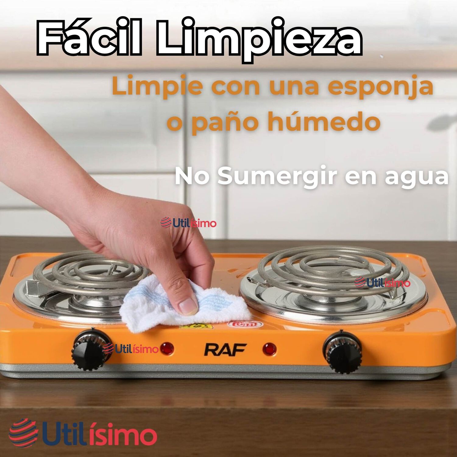 Cocina El&eacute;ctrica 2 Platos 2000w Cocinilla Port&aacute;til Naranja image number 4.0
