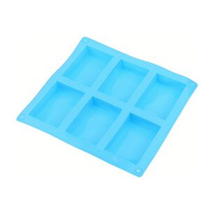 Molde De Silicona Para Jabon Rectangular 6 Divisiones Color Azul
