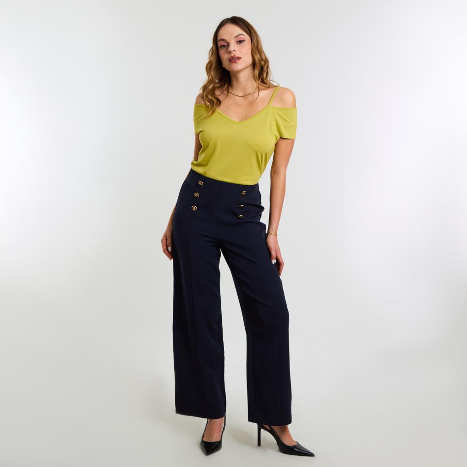 Pantal&oacute;n Pretina El&aacute;sticada Tiro Alto Mujer Kimera image number 1.0