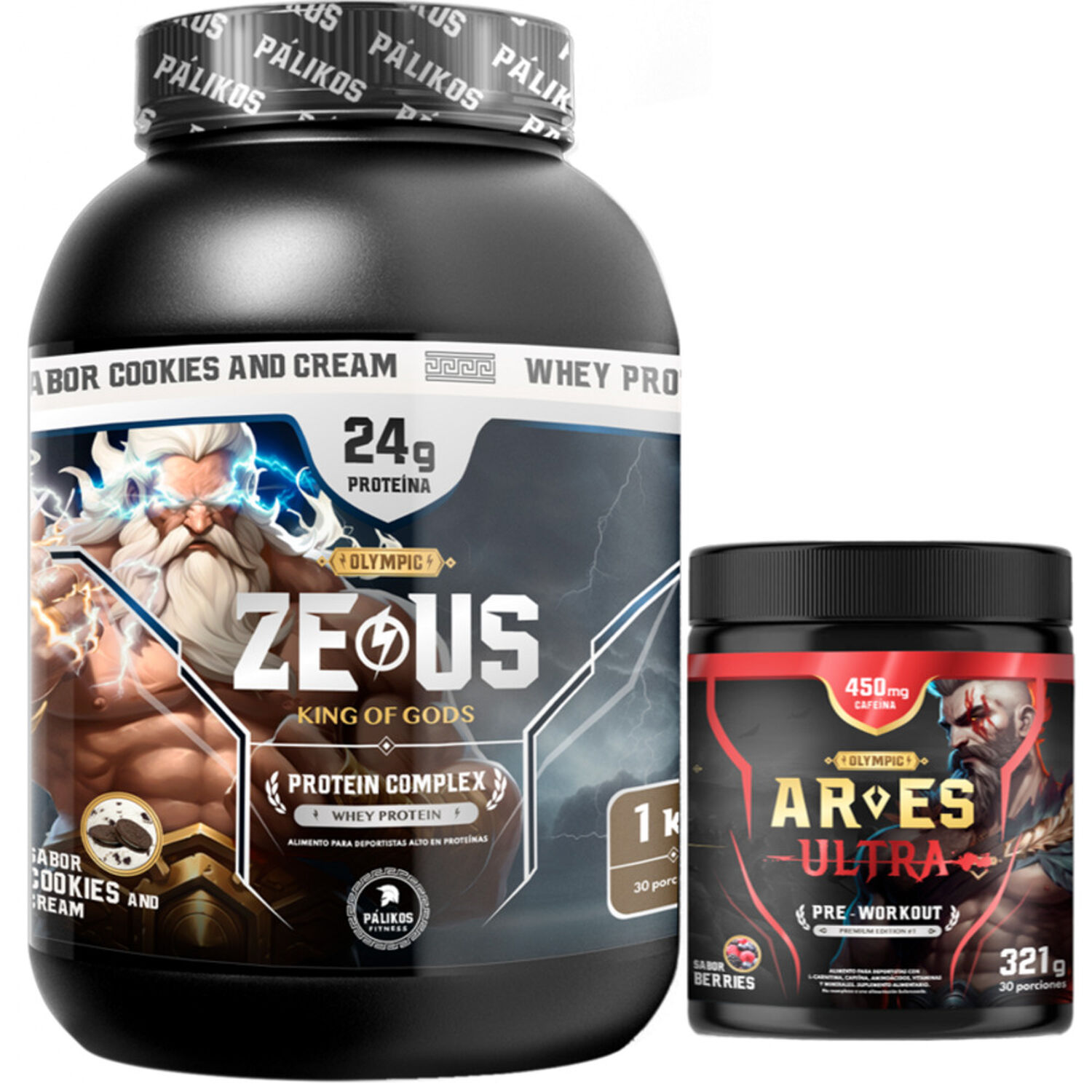 Pack Proteina Zeus1 Kg Complex Cookies Pre Entreno. image number 0.0