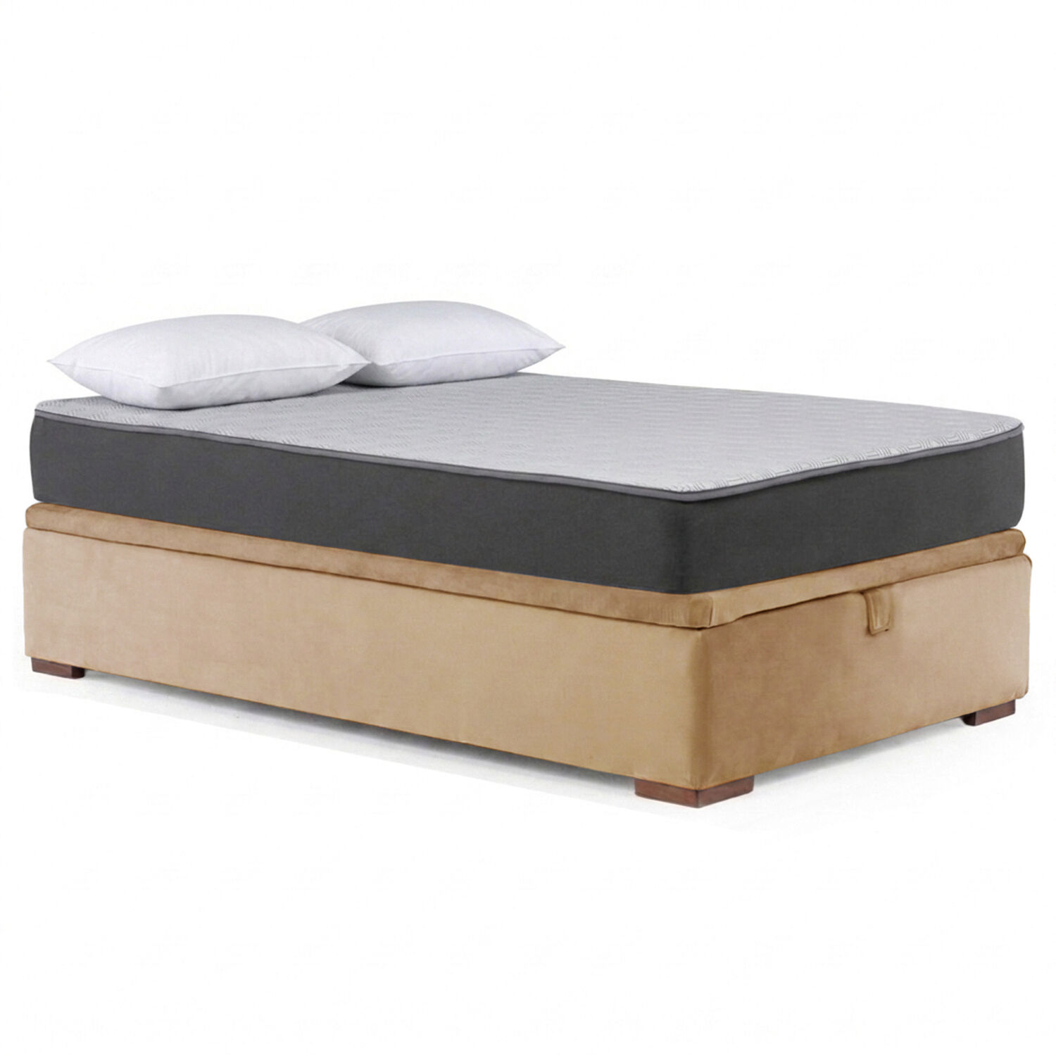 Cama Funcional Baul Full 1.35 Mt Colchon Comprimido New Top + 2 Almohadas Tela Beige image number 7.0