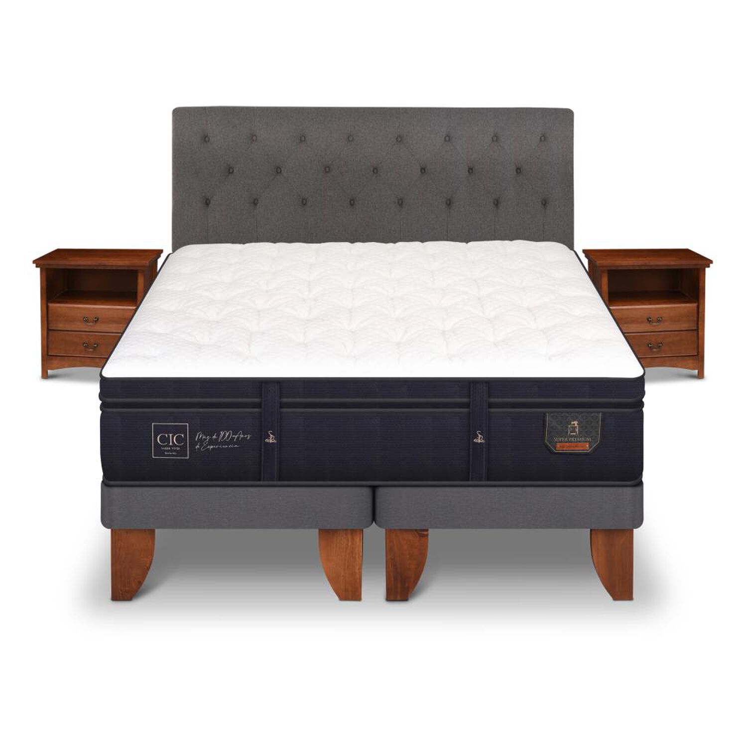 Cama Europea Cic Super Premium / King / Base Dividida + Set De Maderas image number 0.0