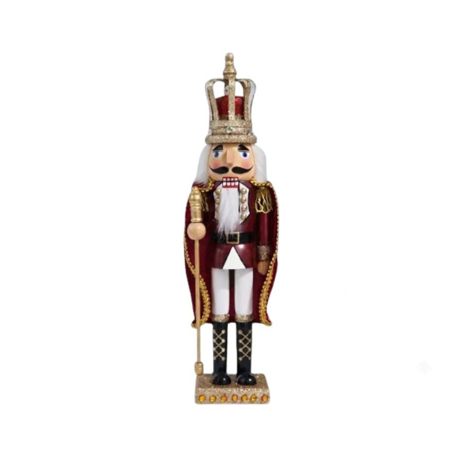 Cascanueces Navide&ntilde;o Decorativo Con Corona Y Bast&oacute;n 43cm image number 0.0