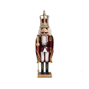 Cascanueces Navide&ntilde;o Decorativo Con Corona Y Bast&oacute;n 43cm