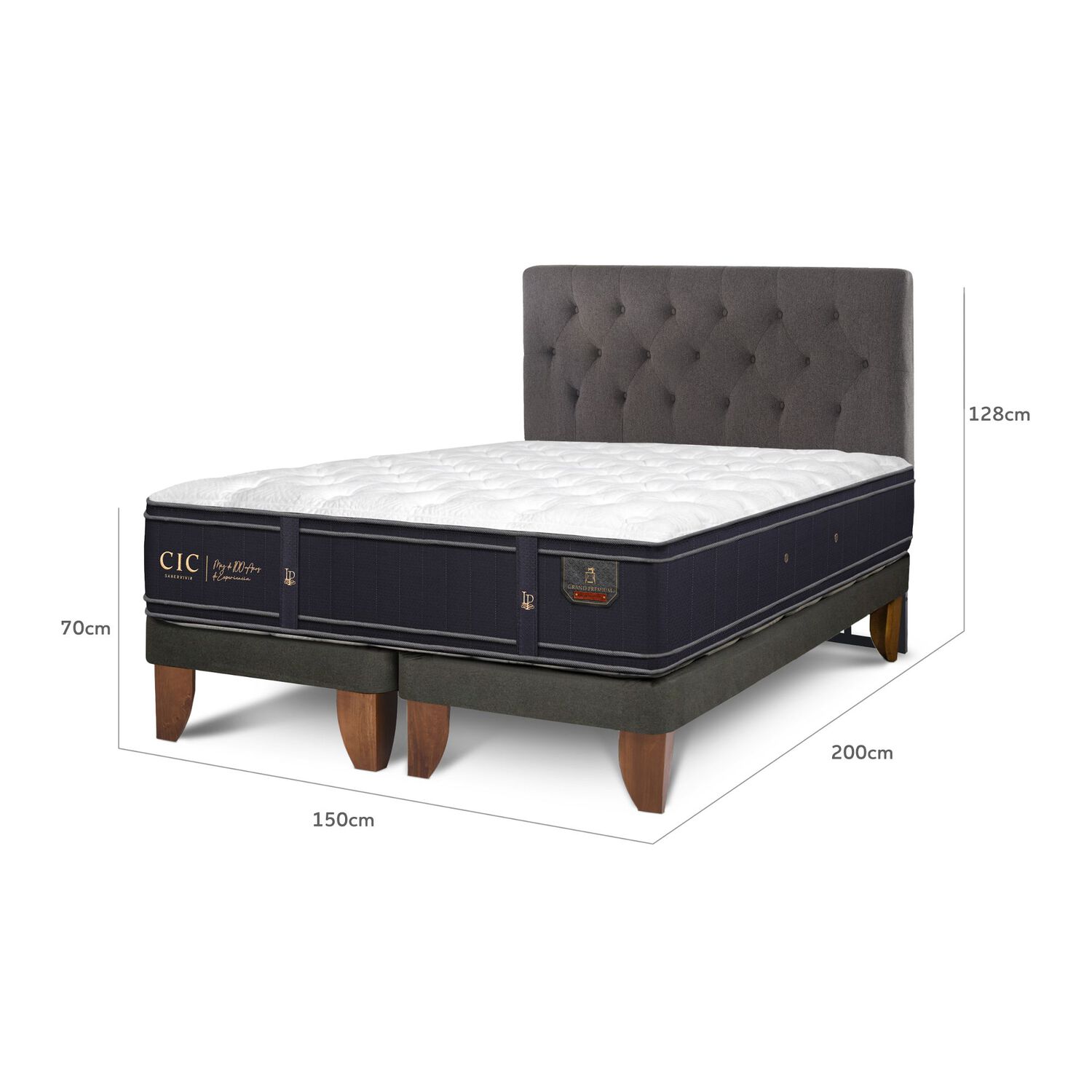 Cama Europea Cic Grand Premium / 2 Plazas / Base Dividida + Respaldo image number 2.0