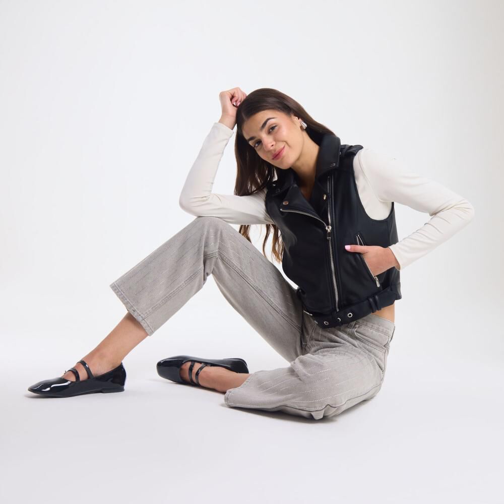 Chaqueta Ecocuero Sin Mangas Cuello Solapa Mujer Rolly Go image number 1.0