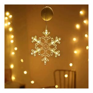 L&aacute;mpara Led Ventosa Con Pilas Forma Copo Simple Decoraci&oacute;n