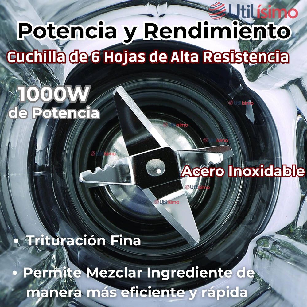 Licuadora Juguera Multifuncional 2 En 1 + Picadora 1000w De Potencia Jarra De Vidrio image number 6.0