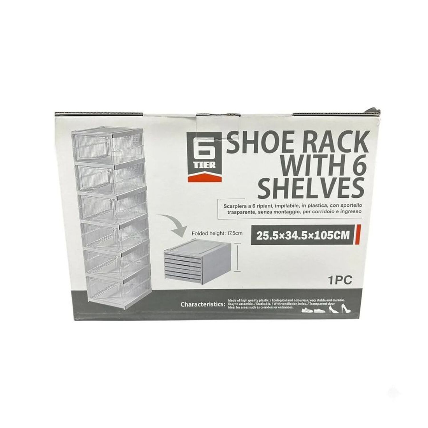 Organizador De Zapatos Plegable 6 Niveles Caja Transparente image number 1.0